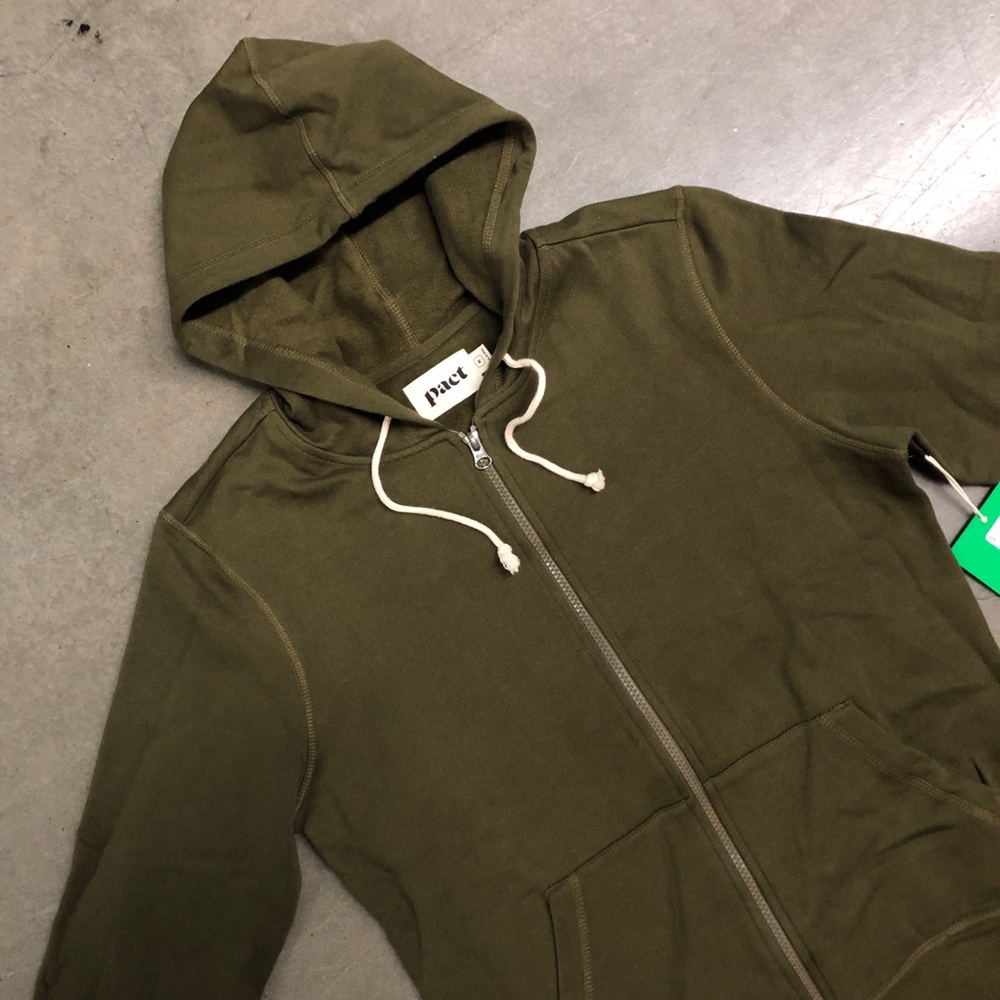 Pact Women’s Brushed Full Zip Hoodie Size Medium Army Green New W. Tag - Picture 4 of 8